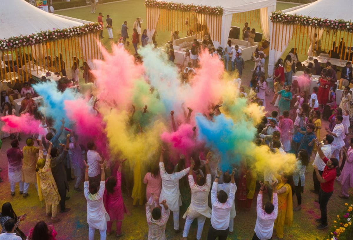 Colorful Holi event celebration managed by Event Daddy, Gurgaon's top event management company