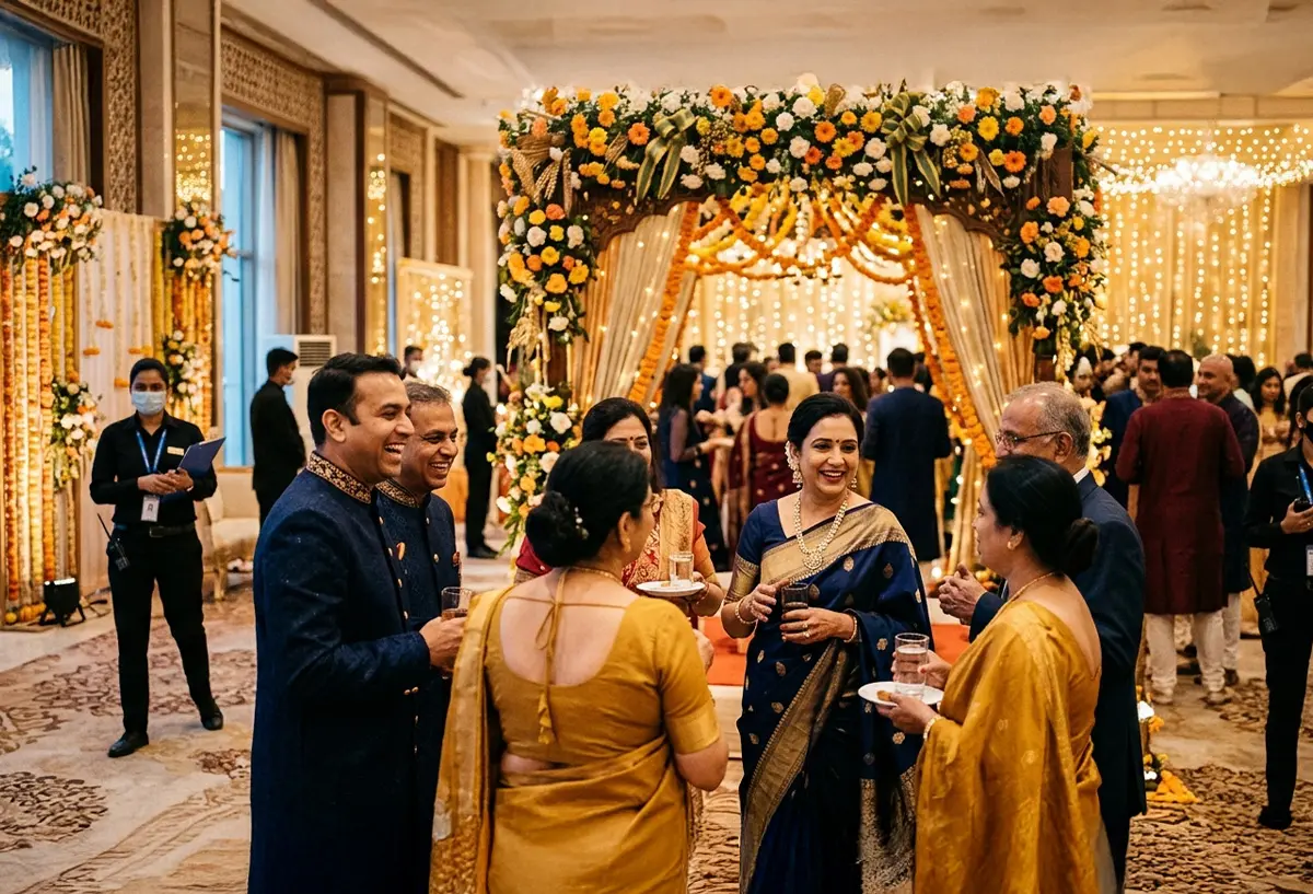 Wedding planner coordinating an elegant Indian wedding setup in Gurgaon