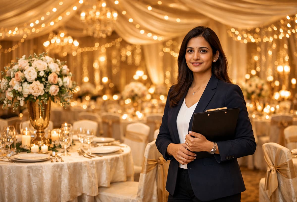 Professional event planner managing a luxury event in Gurgaon